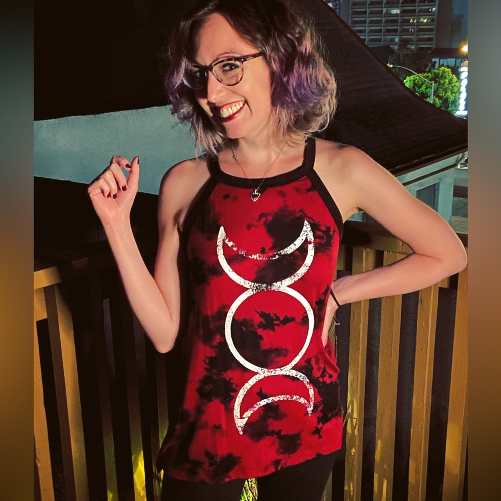 Moon Phase Tie-Dye Halter-Neck Top π - Picture 4 of 5